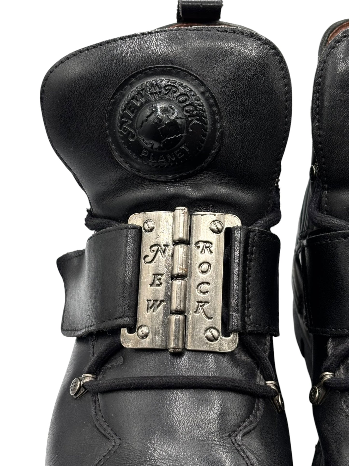 Vintage New Rock metal plate leather platform boots