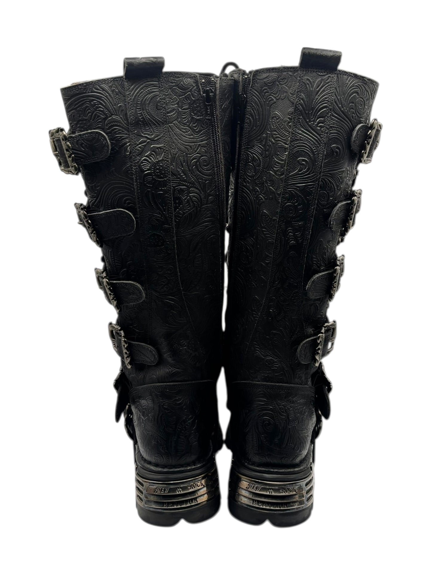 Vintage New Rock knee high patterned reactor leather boots size 40