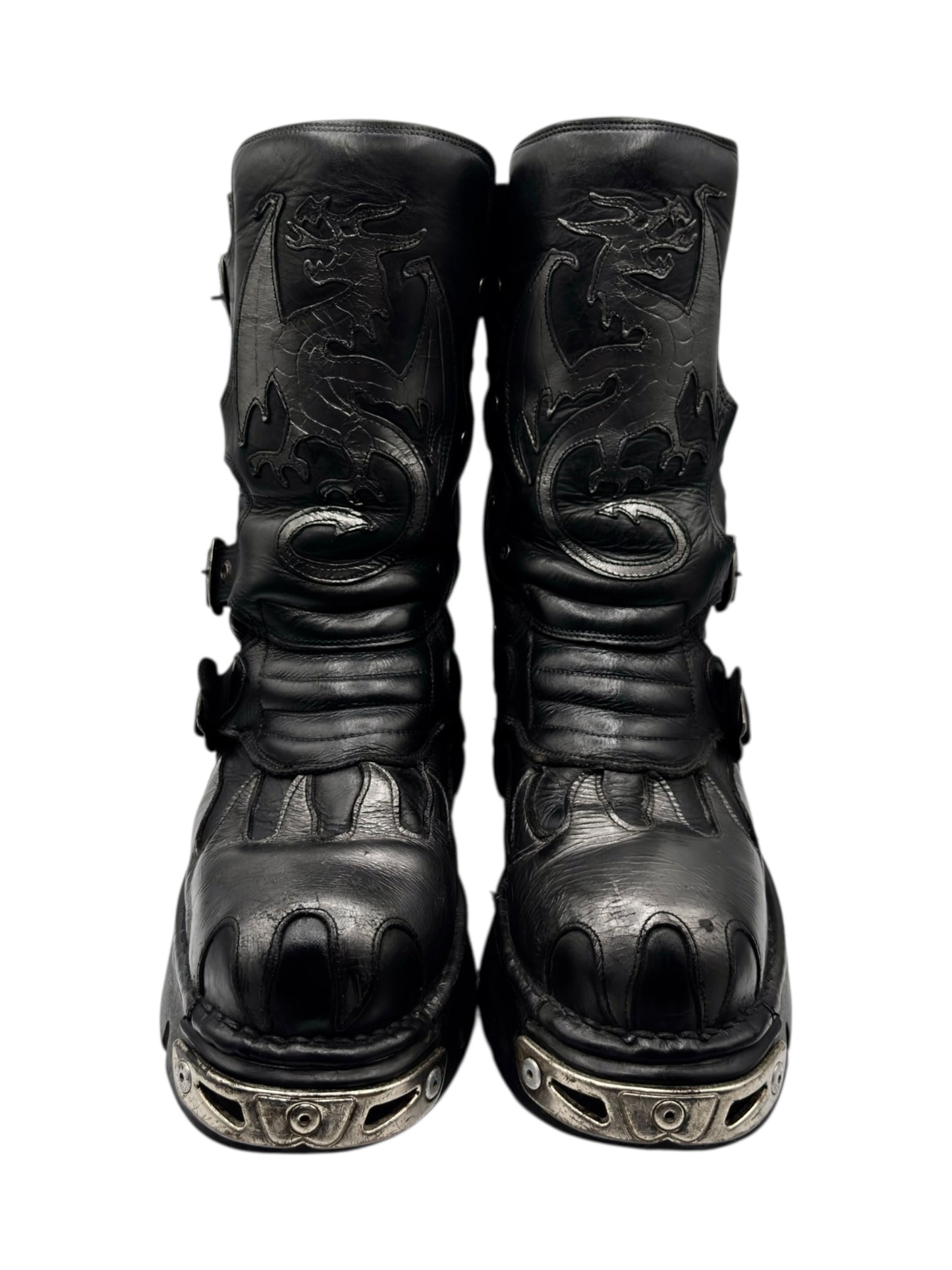 Vintage New Rock grey flame dragon reactor boots size 44