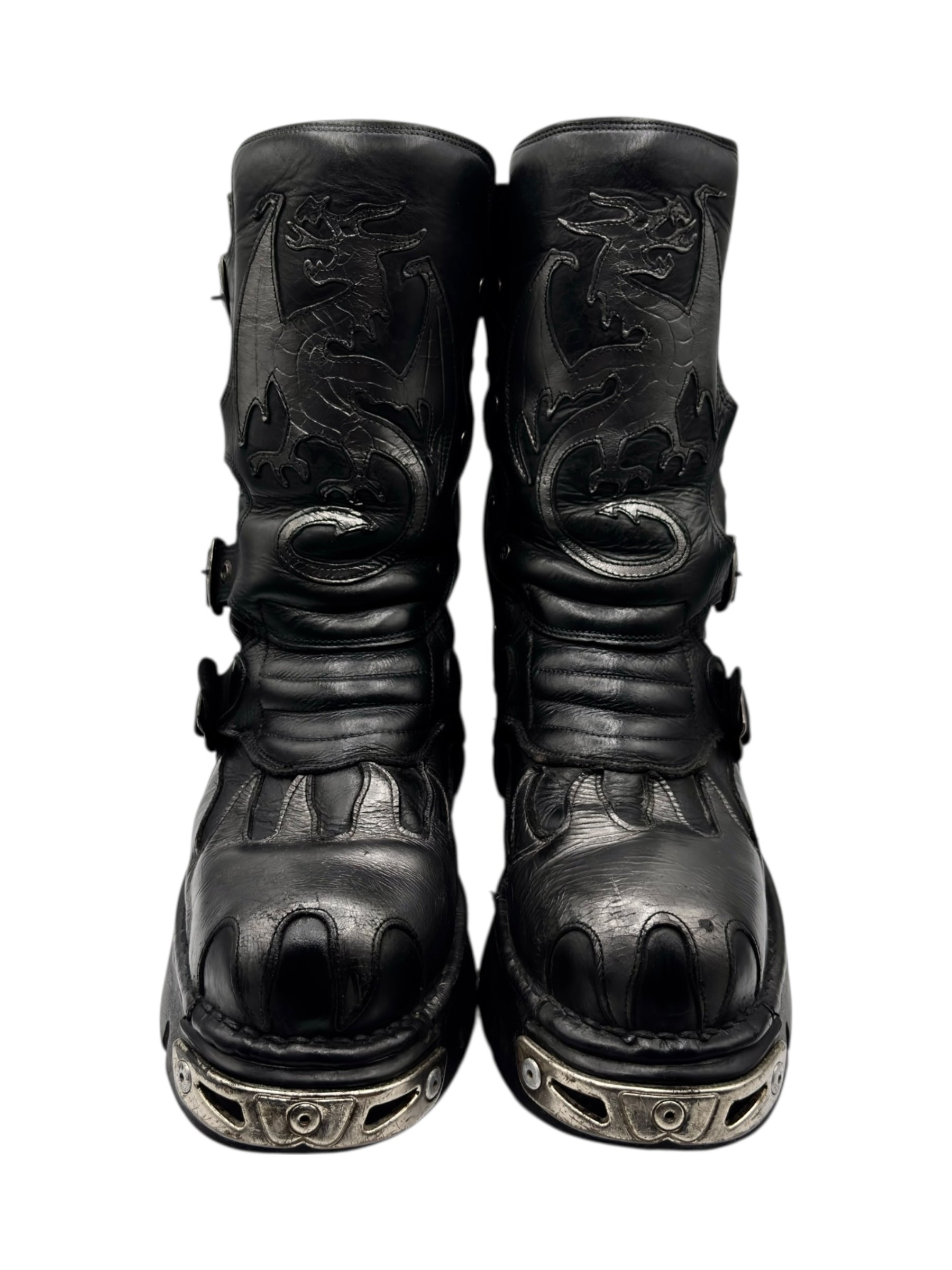 Vintage New Rock grey flame dragon reactor boots size 44