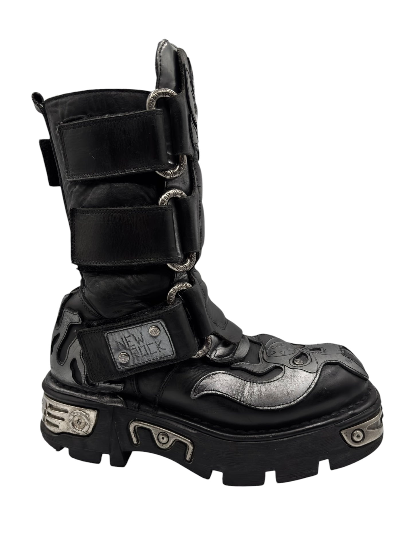 Vintage New Rock mid-calf grey demon reactor leather boots