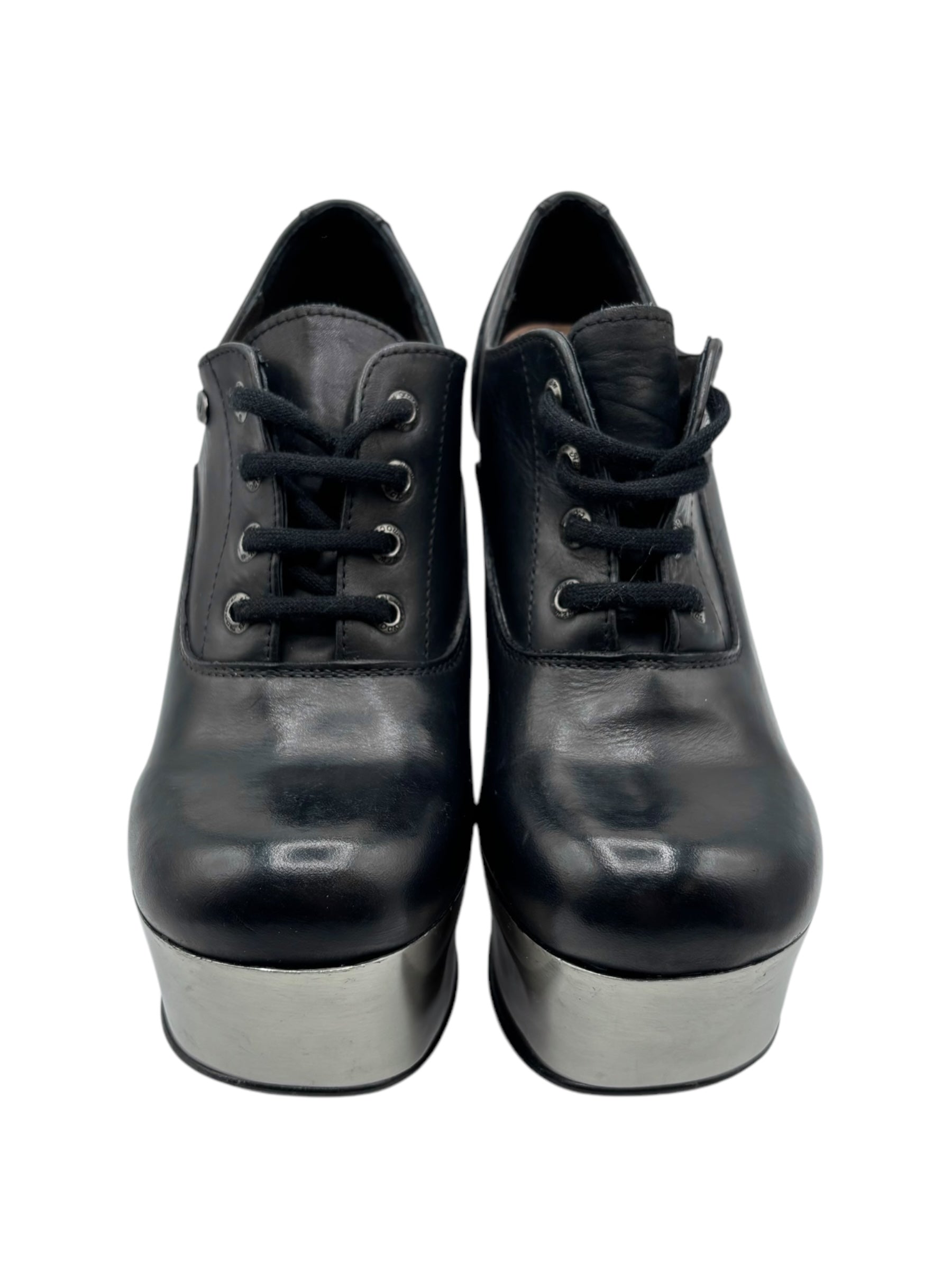 Vintage New Rock leather platform heels size 40