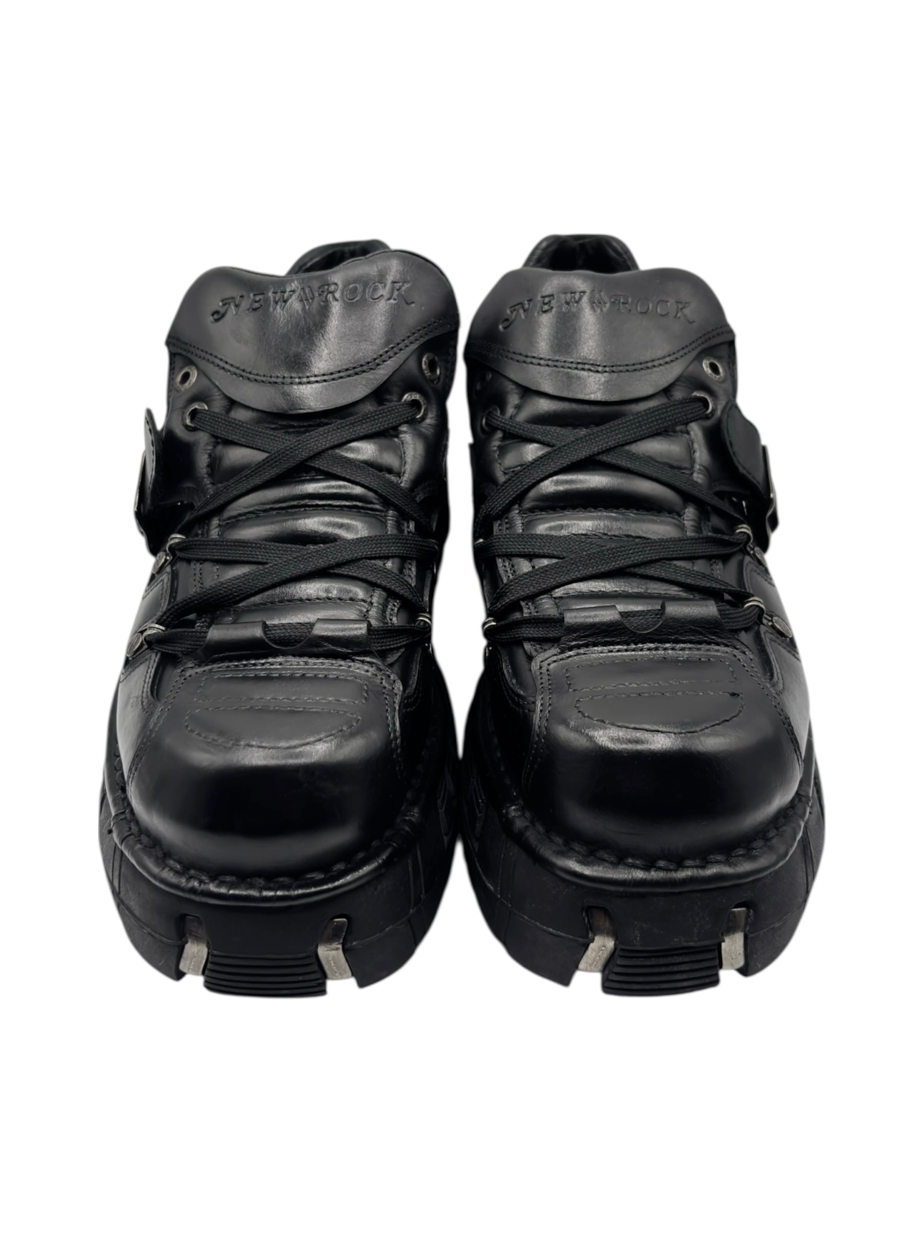 RARE vintage New Rock black trailer platform boots size 43