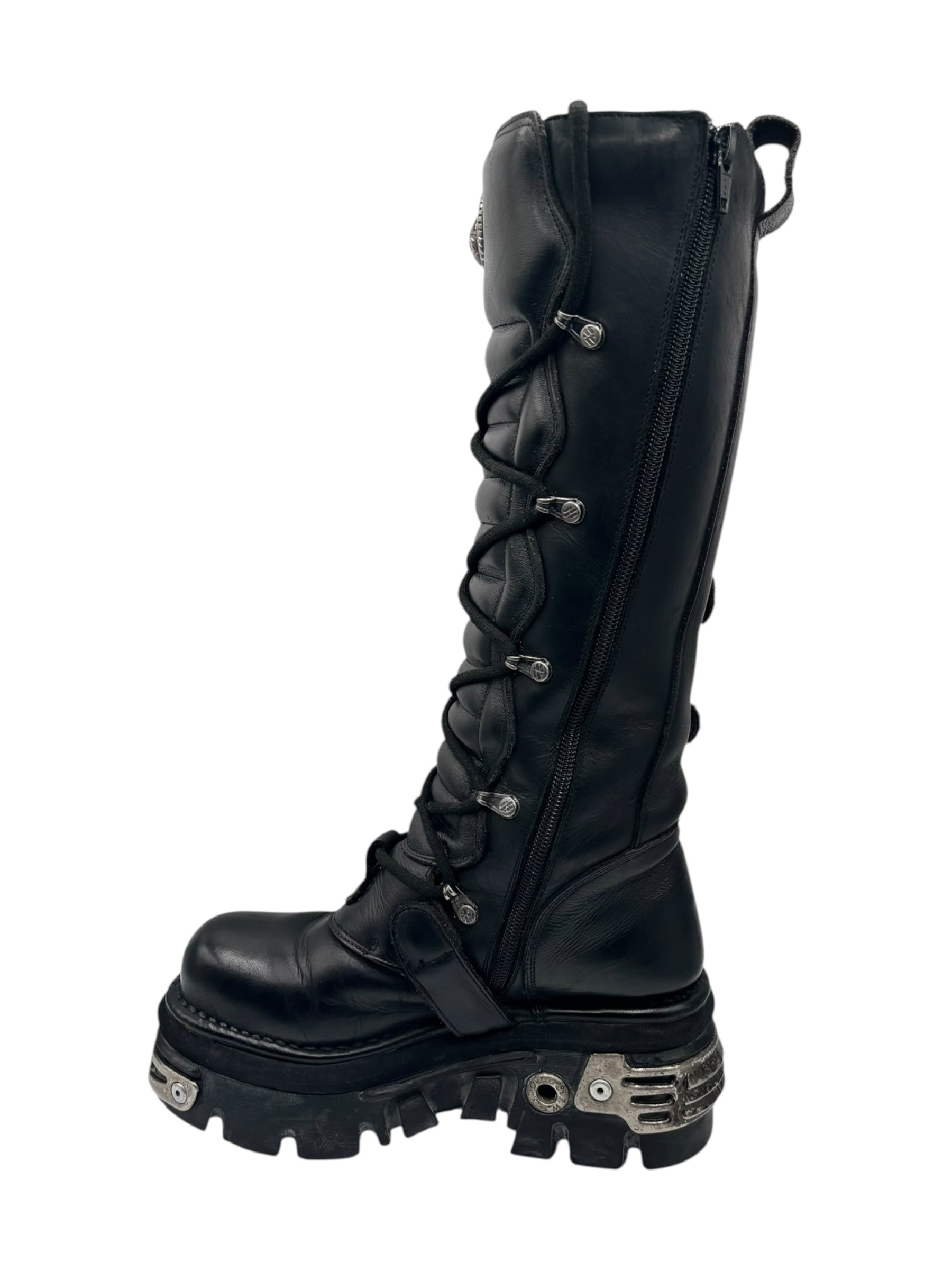 Vintage New Rock knee high reactor leather boots size 36