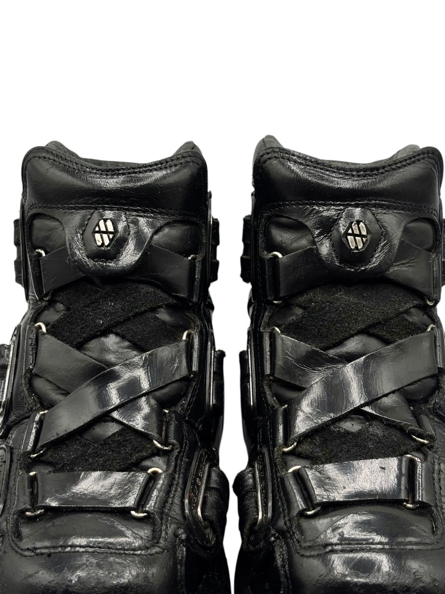 Vintage New Rock black trailer leather platform boots