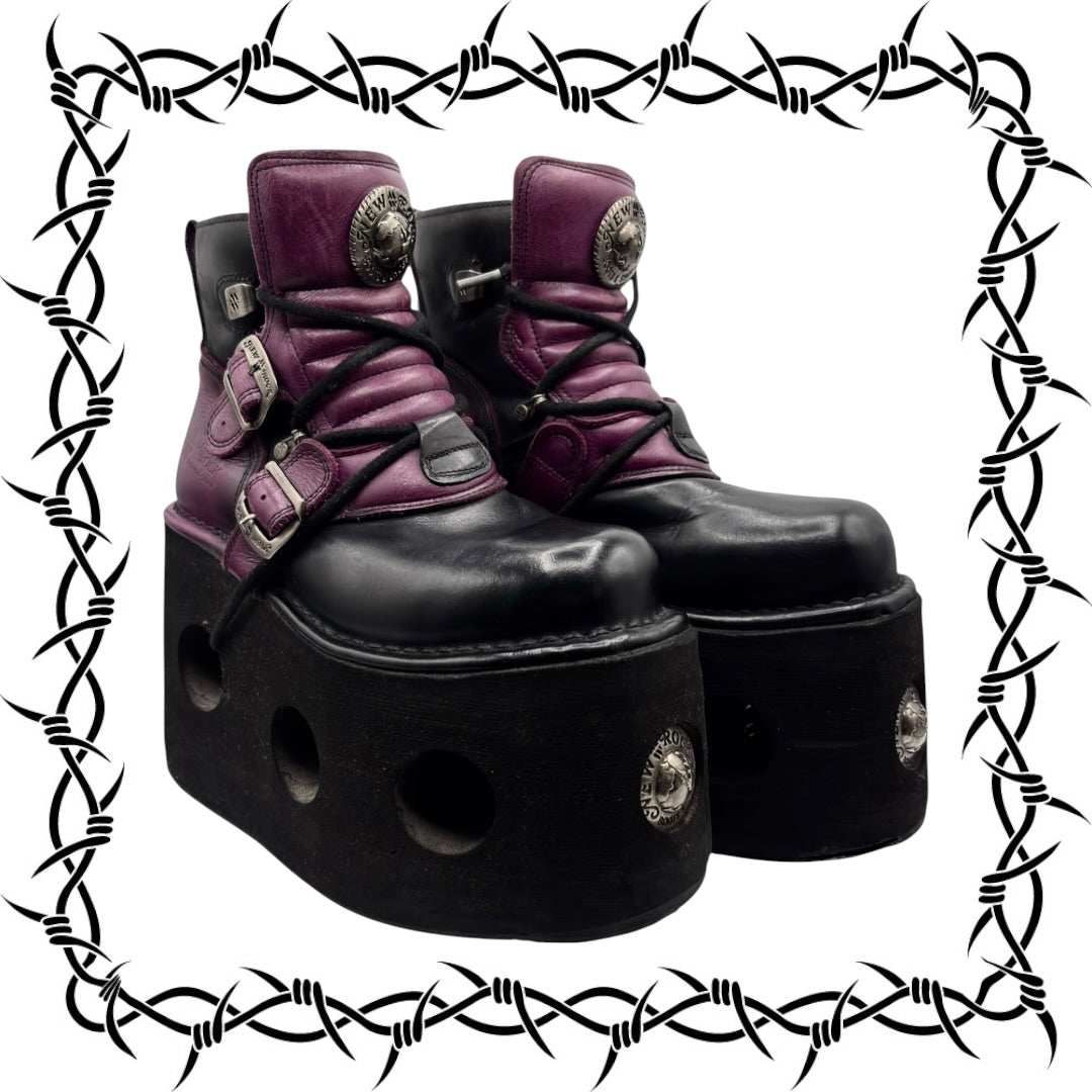 Vintage New Rock purple jupiter leather platform boots
