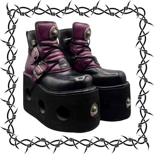 Vintage New Rock purple jupiter leather platform boots