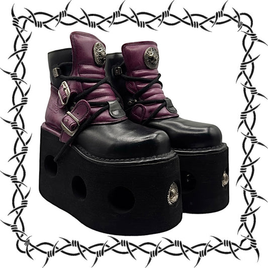 Vintage New Rock purple jupiter leather platform boots