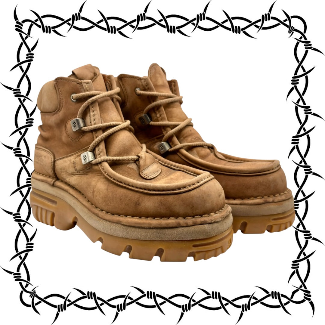 Vintage New Rock brown leather platform boots