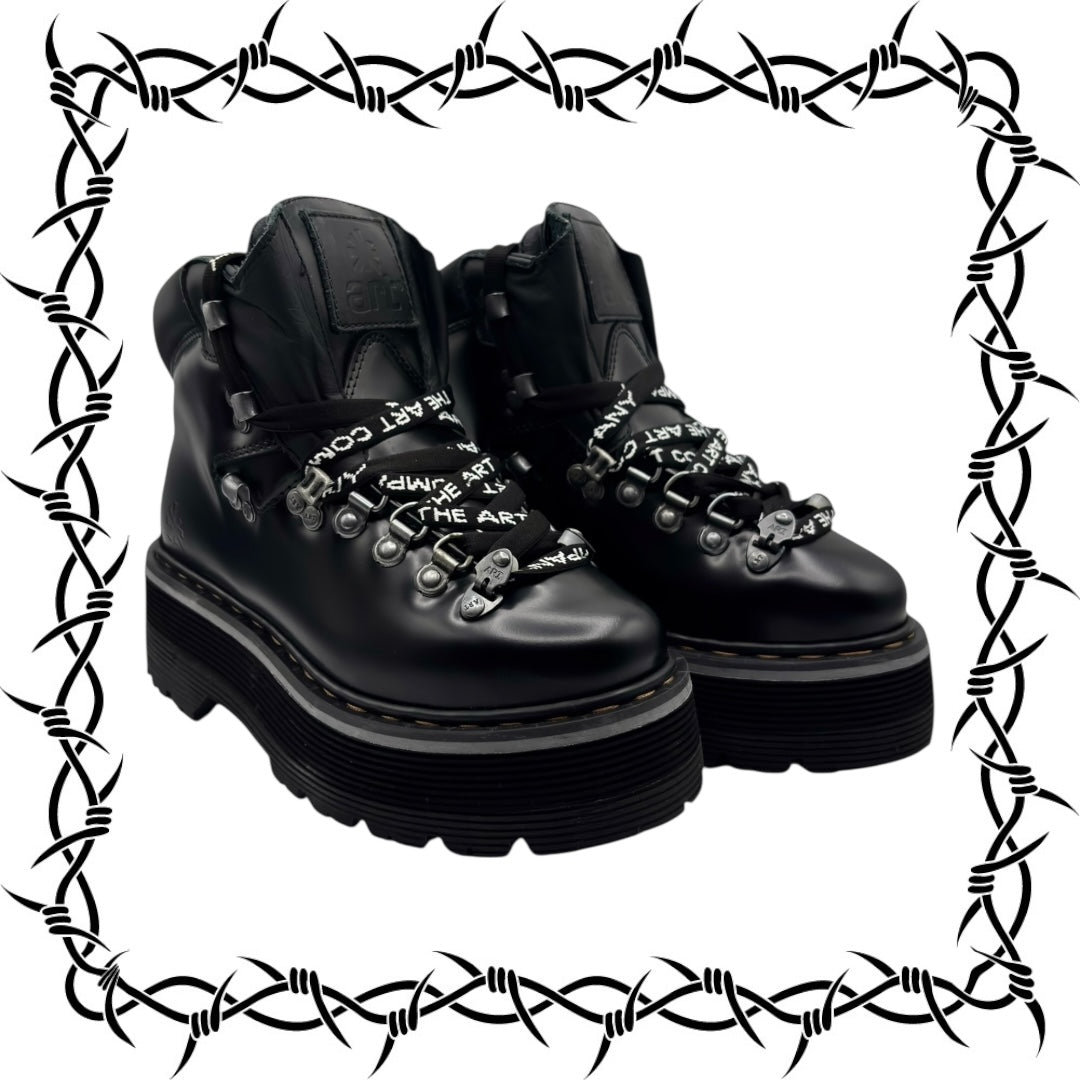 Vintage ART black leather platform boots size 39