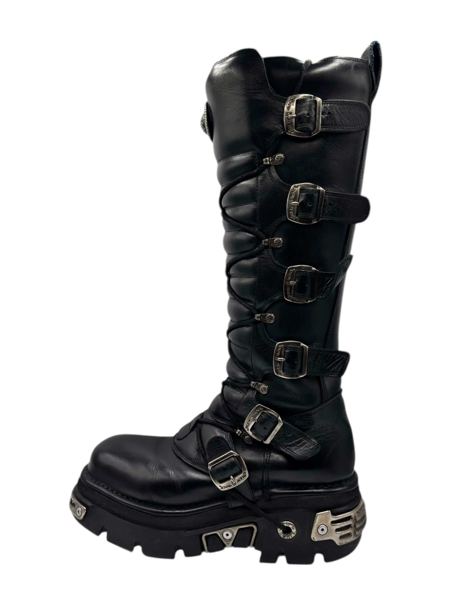 Vintage New Rock knee high reactor leather boots size 44