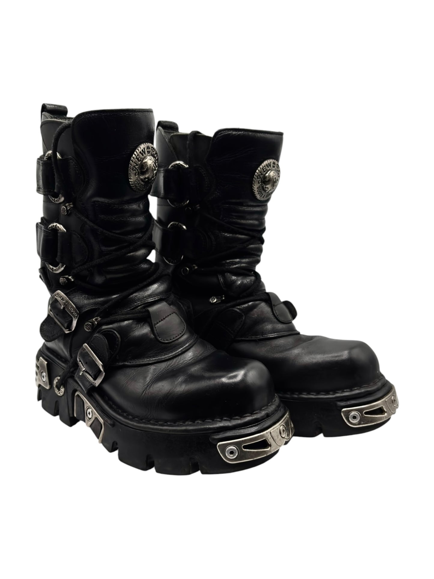 Vintage New Rock reactor mid-calf leather boots