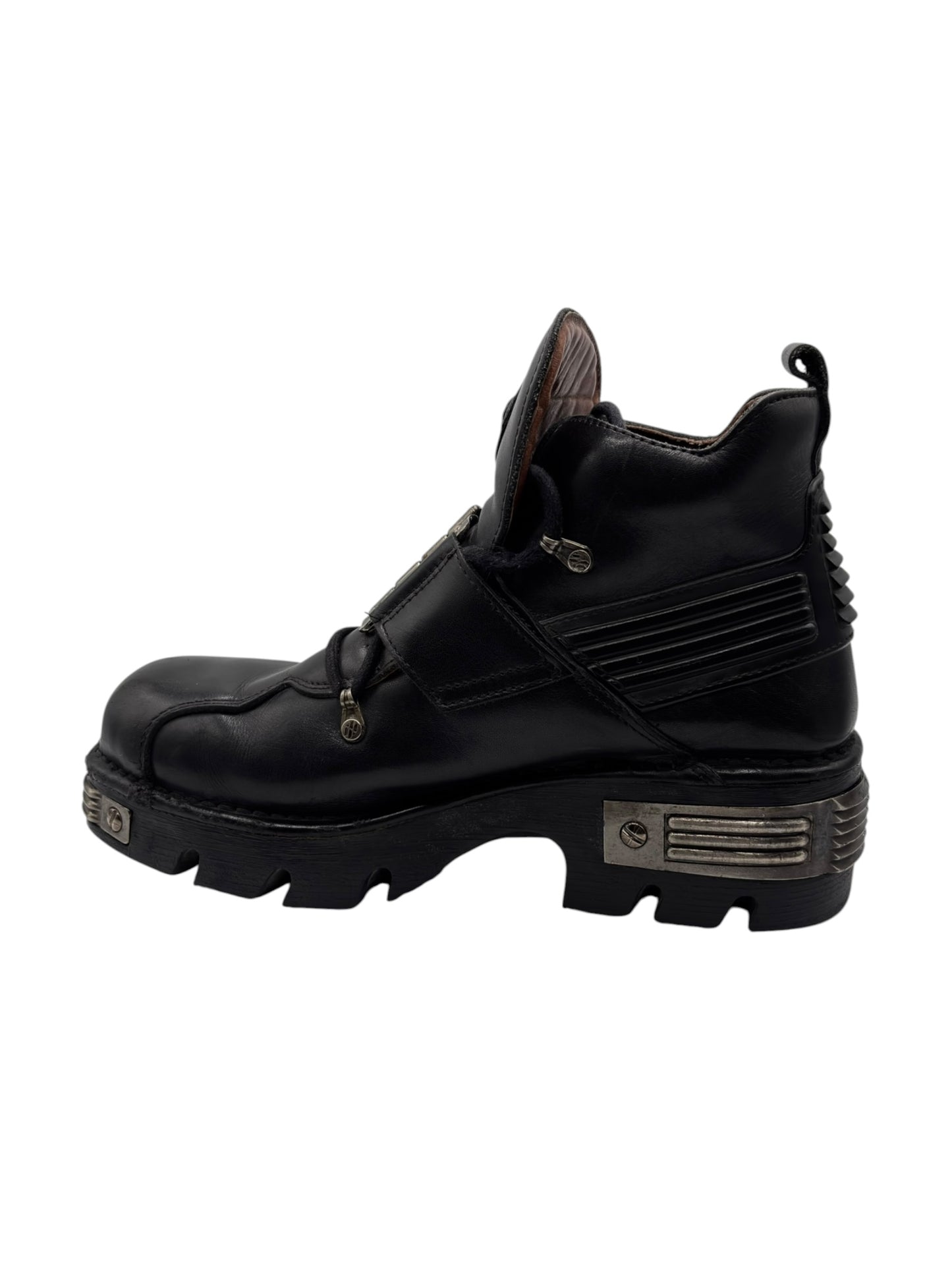 Vintage New Rock metal plate leather platform boots