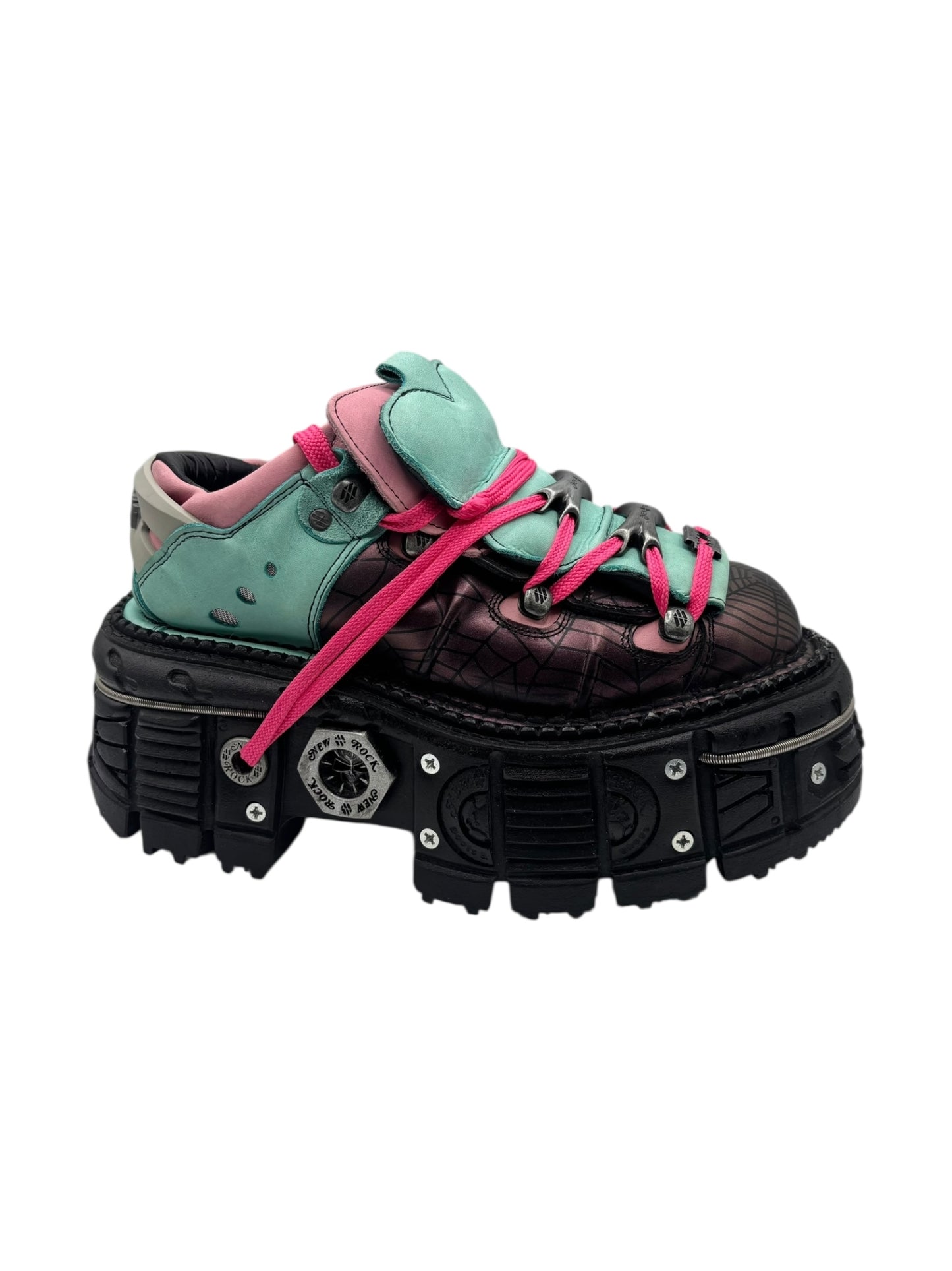 Limited edition New Rock cyan/pink platform boots size 39