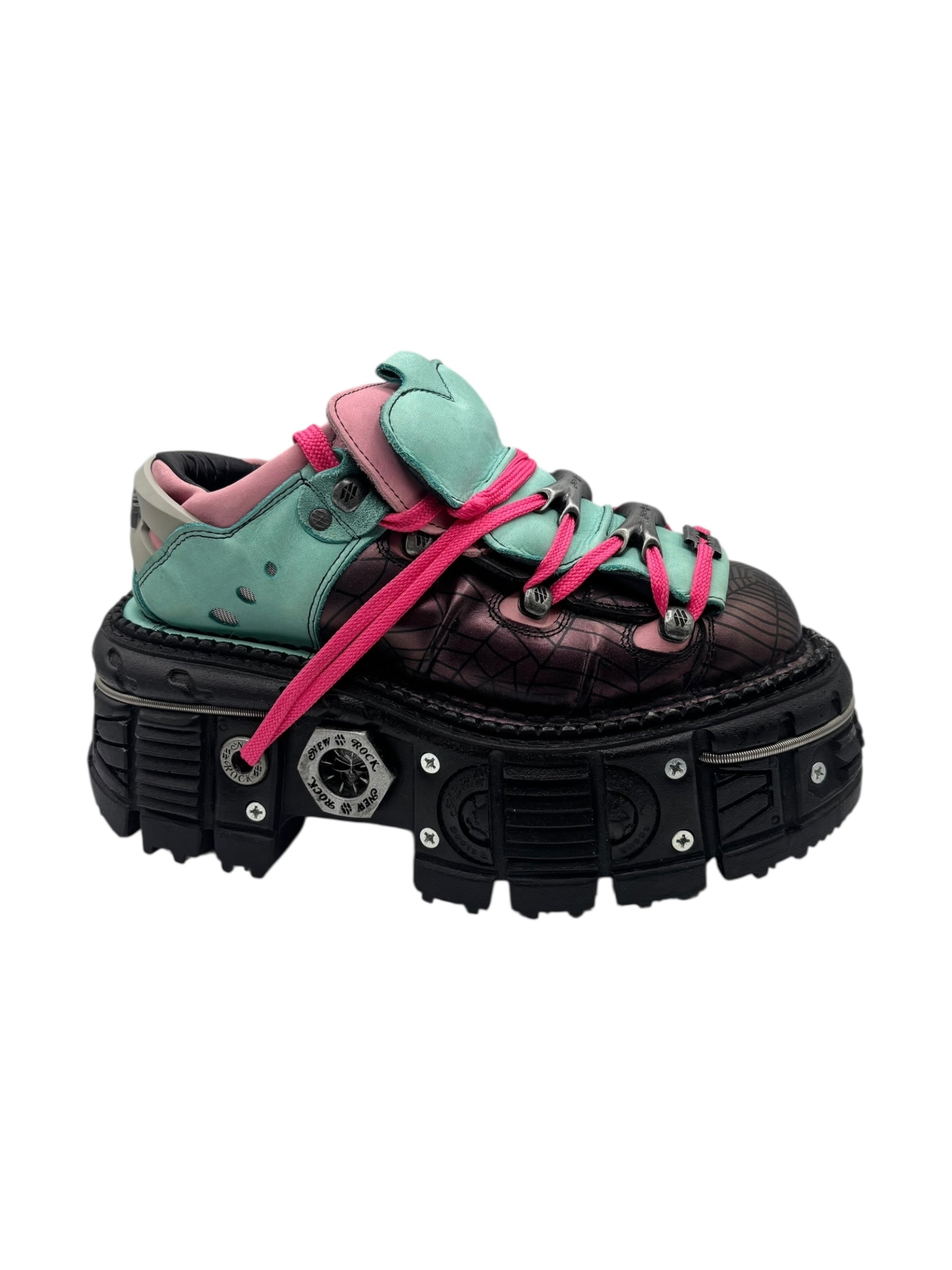Limited edition New Rock cyan/pink platform boots size 39