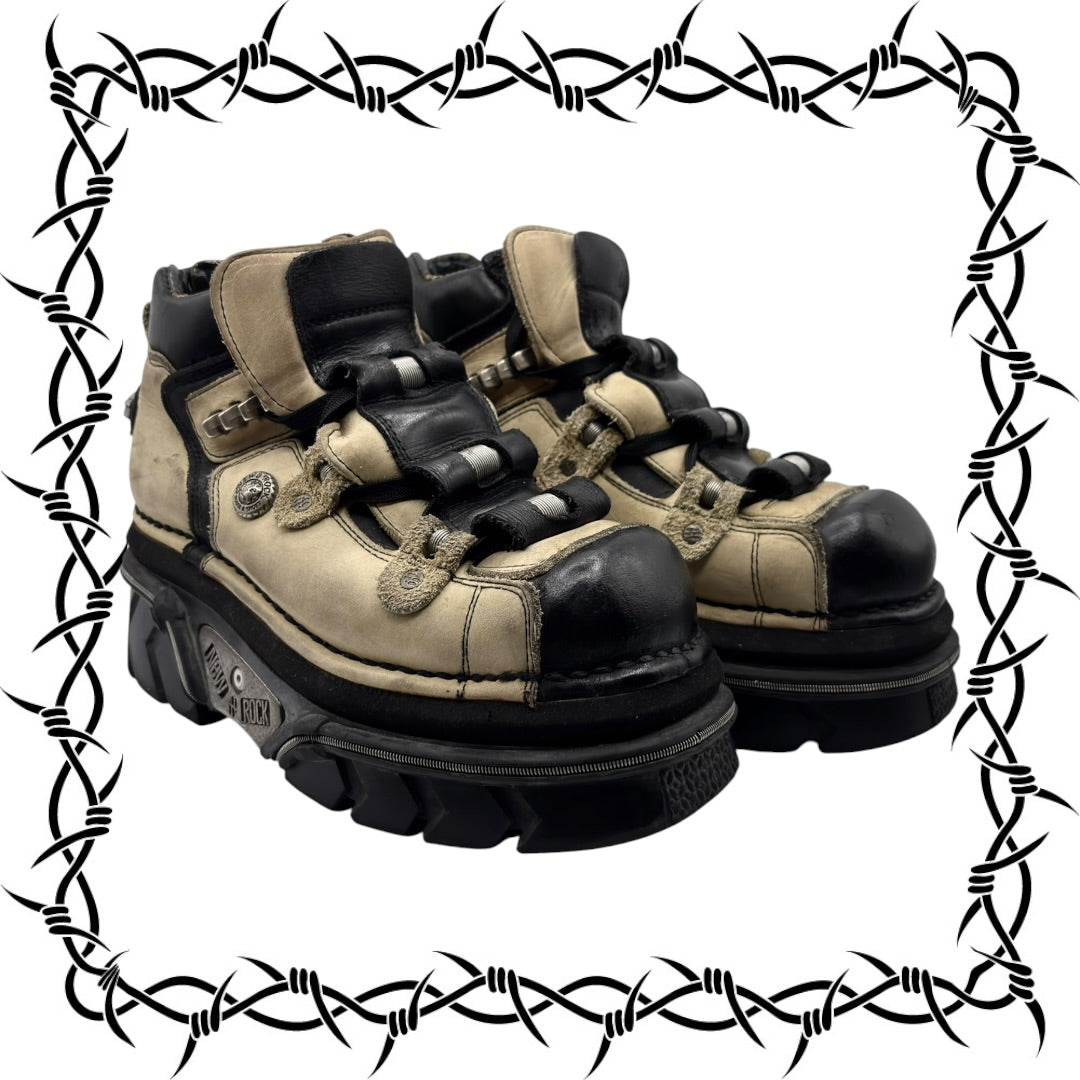 Vintage New Rock beige platform boots