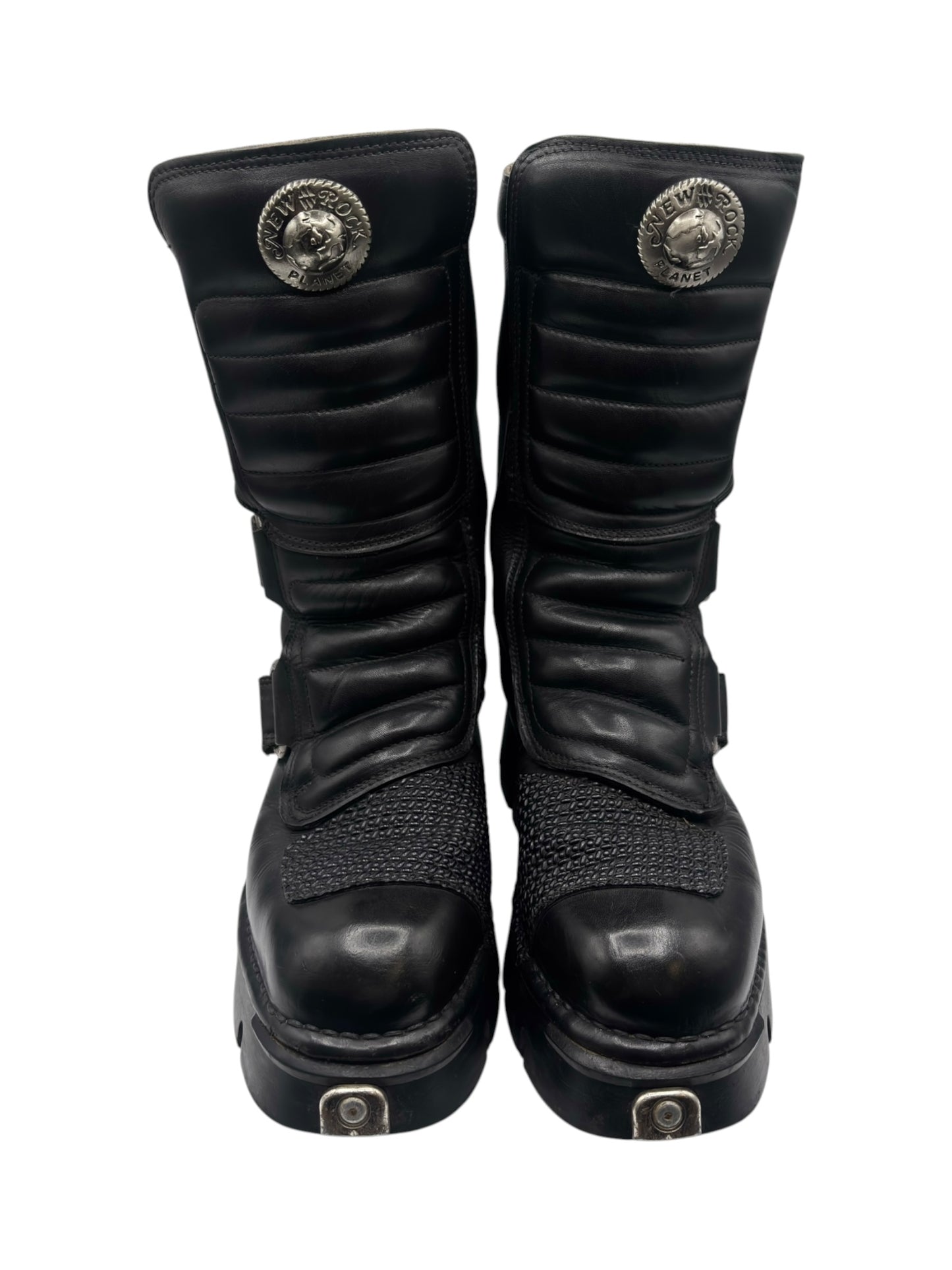 Vintage New Rock knee high velcro leather platform boots