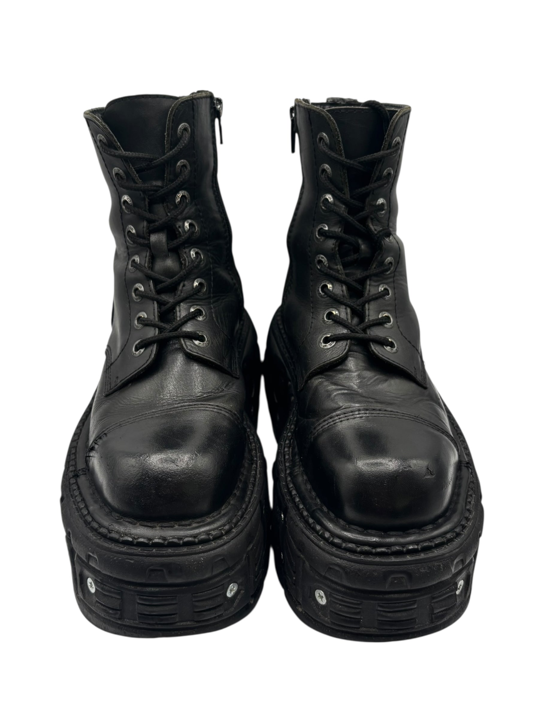Vintage New Rock techno leather platform boots size 37