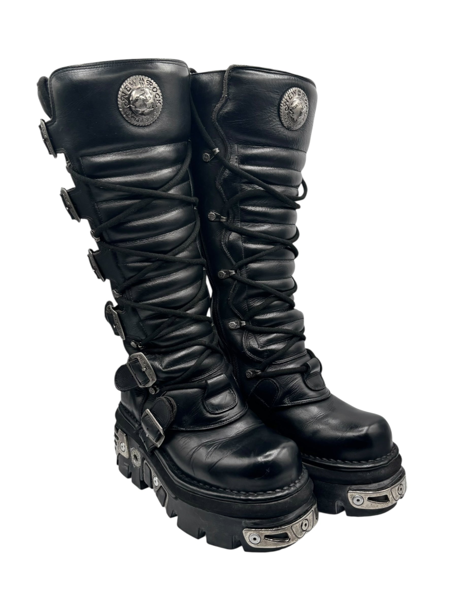Vintage New Rock knee high reactor leather boots size 36