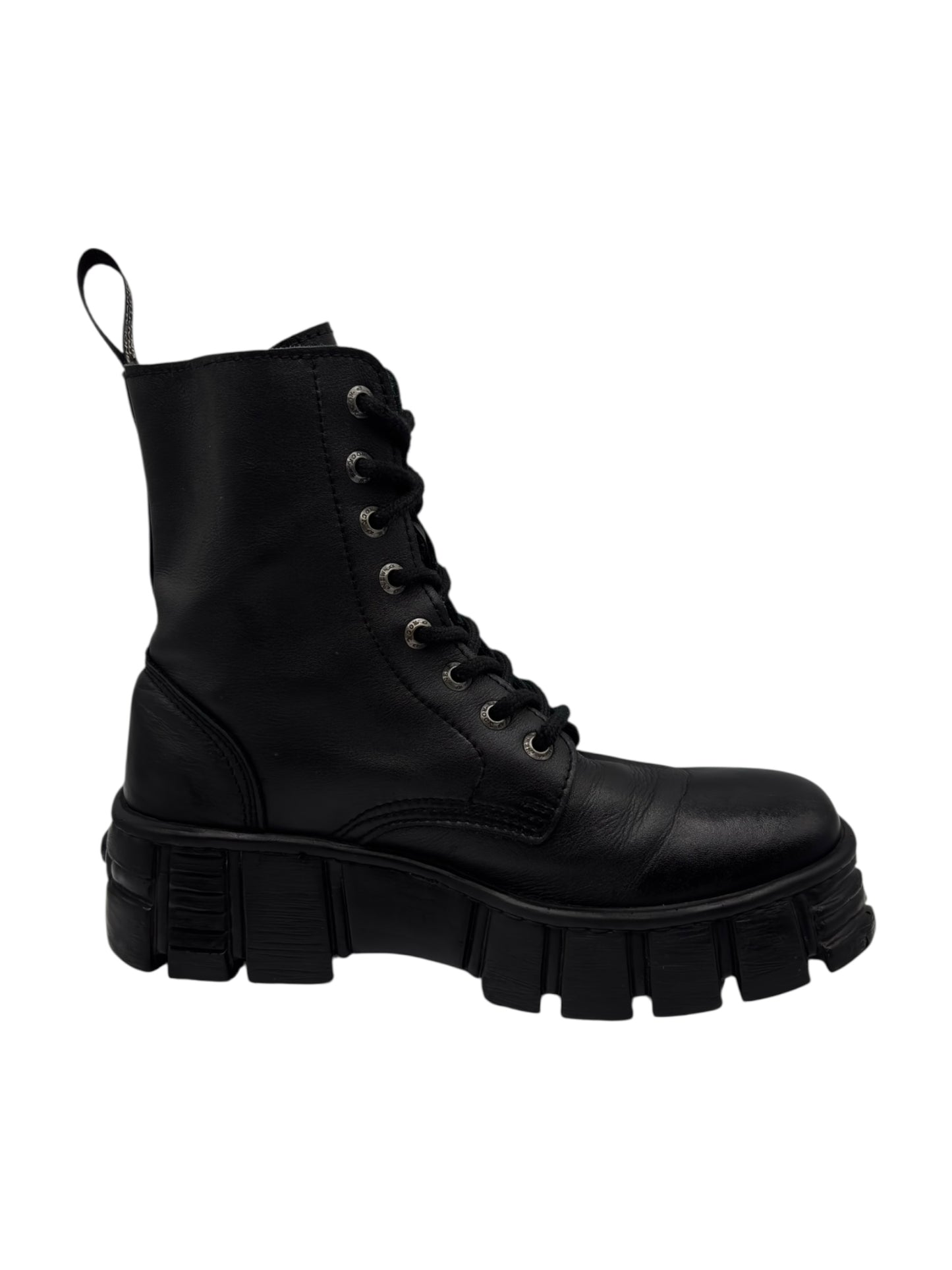 New Rock mili lace-up leather platform boots size 38