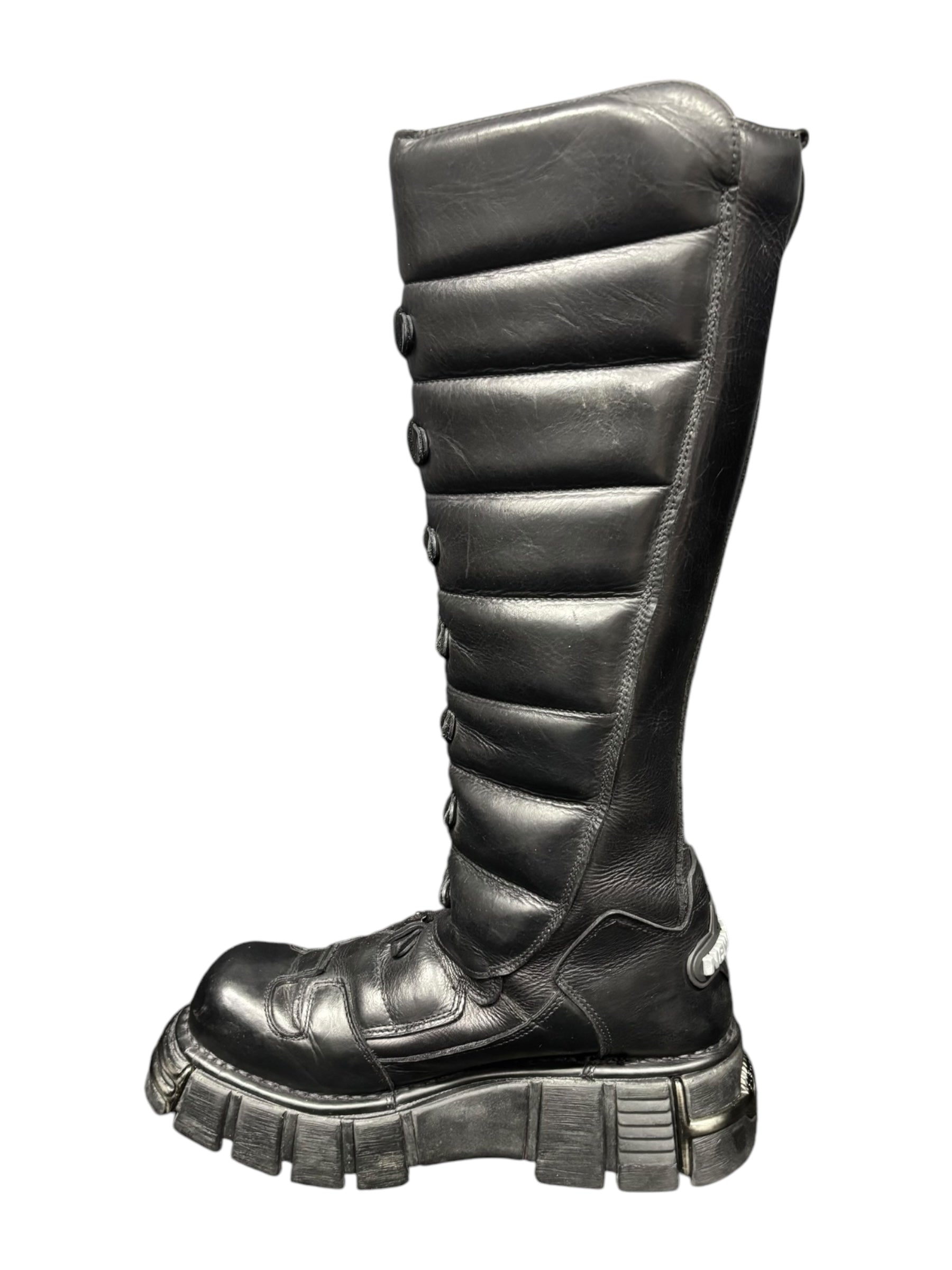 Vintage New Rock lace up leather boots size 44