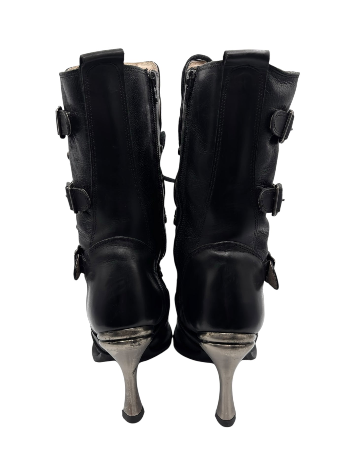 Vintage New Rock biker heels size 38
