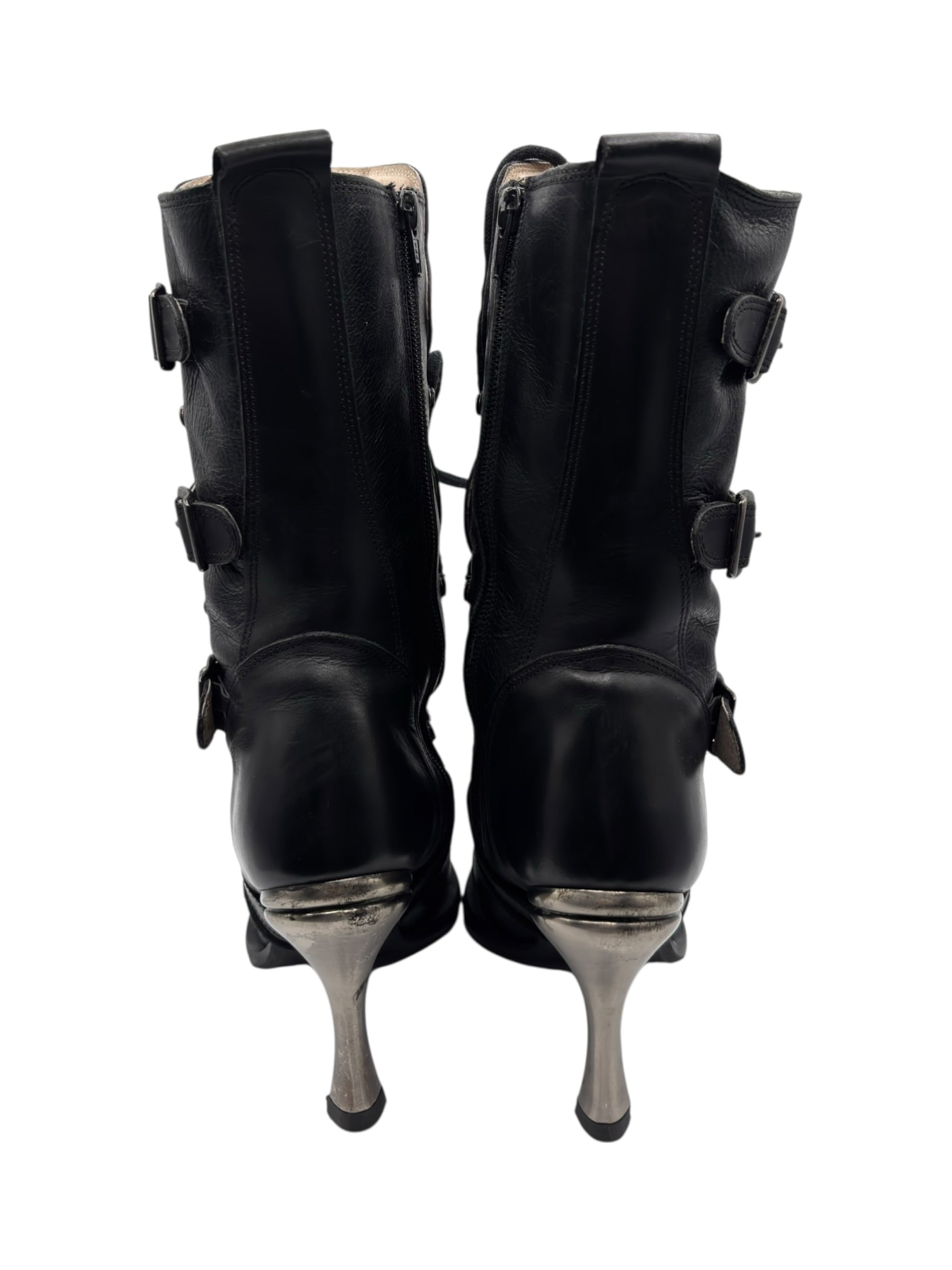 Vintage New Rock biker heels size 38