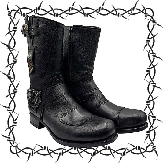 Vintage New Rock leather biker boots