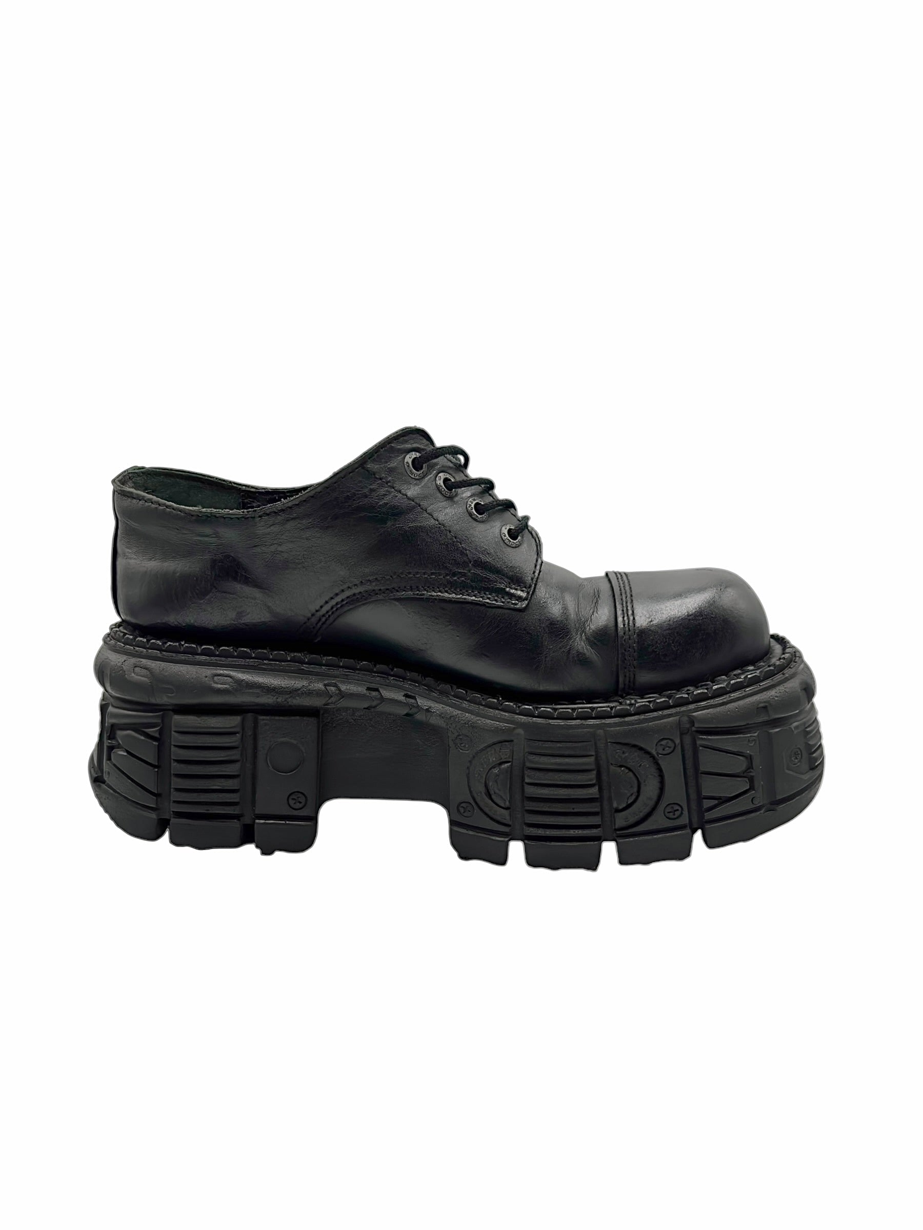 Vintage New Rock techno leather platform boots size 44