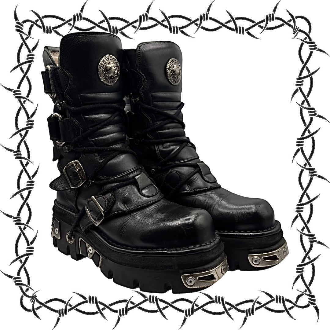 Vintage New Rock mid-calf reactor leather boots