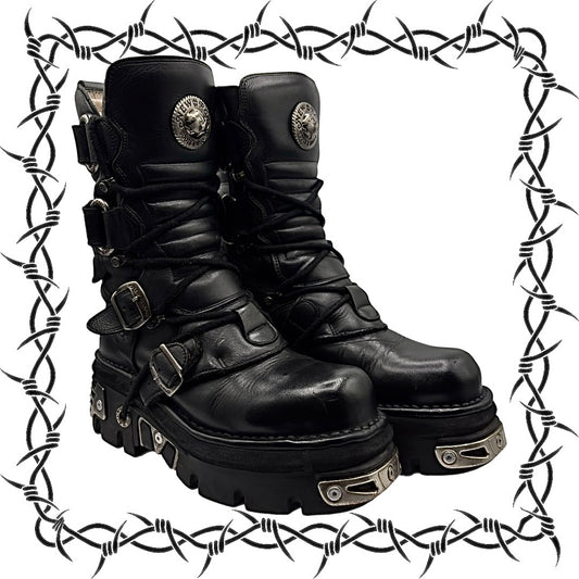 Vintage New Rock mid-calf reactor leather boots