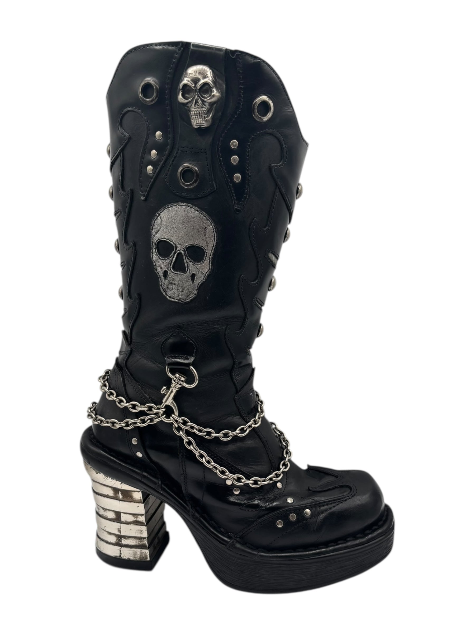 Vintage New Rock goth leather platform boots size 39