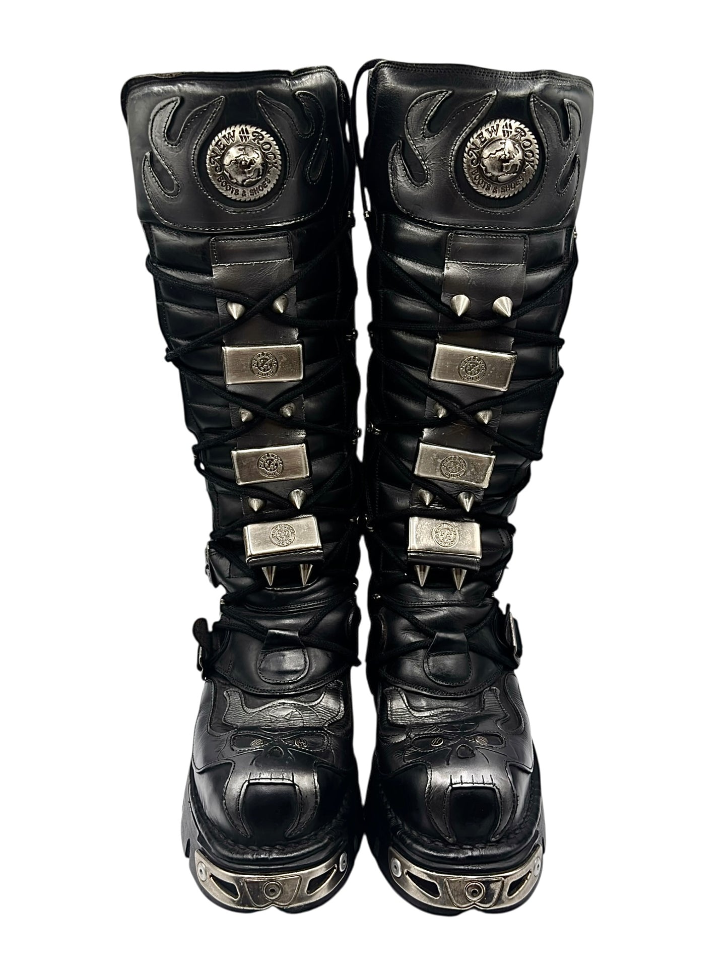 Vintage New Rock knee high reactor leather boots size 42