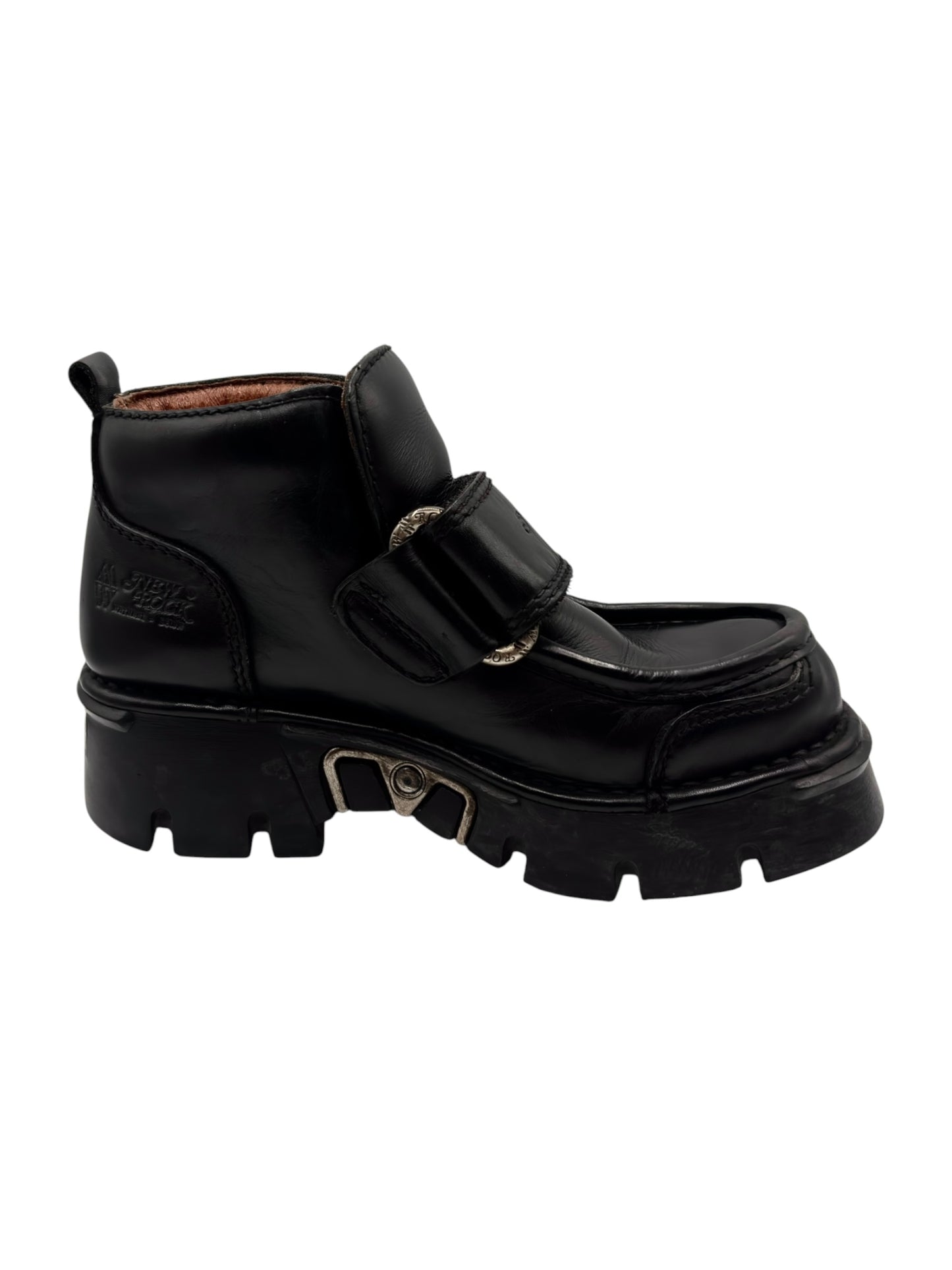 Vintage New Rock leather velcro strap platform boots