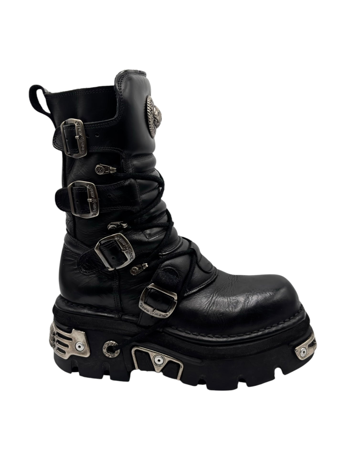 Vintage New Rock reactor mid-calf leather boots