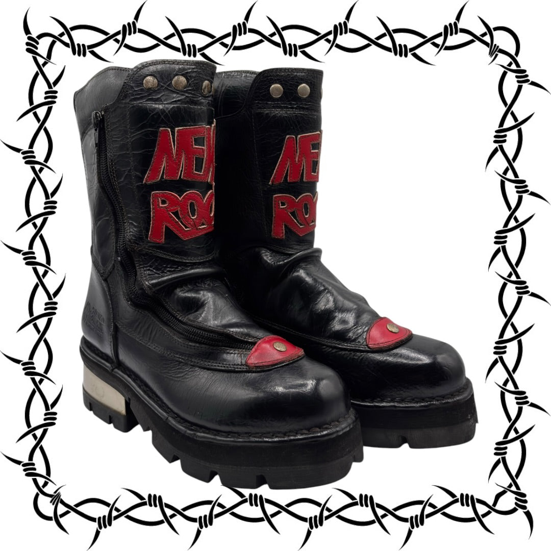 Vintage New Rock raised-heel mid-calf leather boots