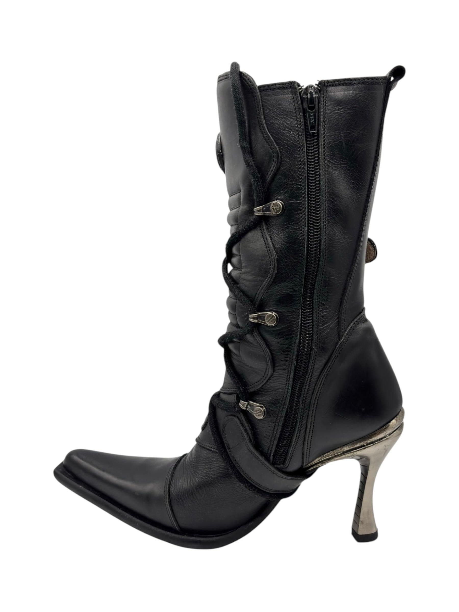 Vintage New Rock biker heels size 38
