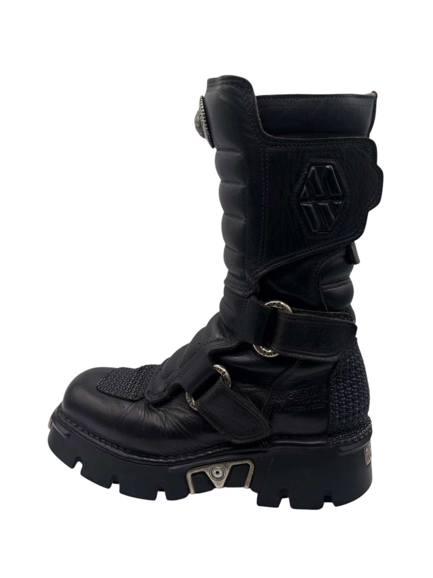 Vintage New Rock knee high velcro leather platform boots