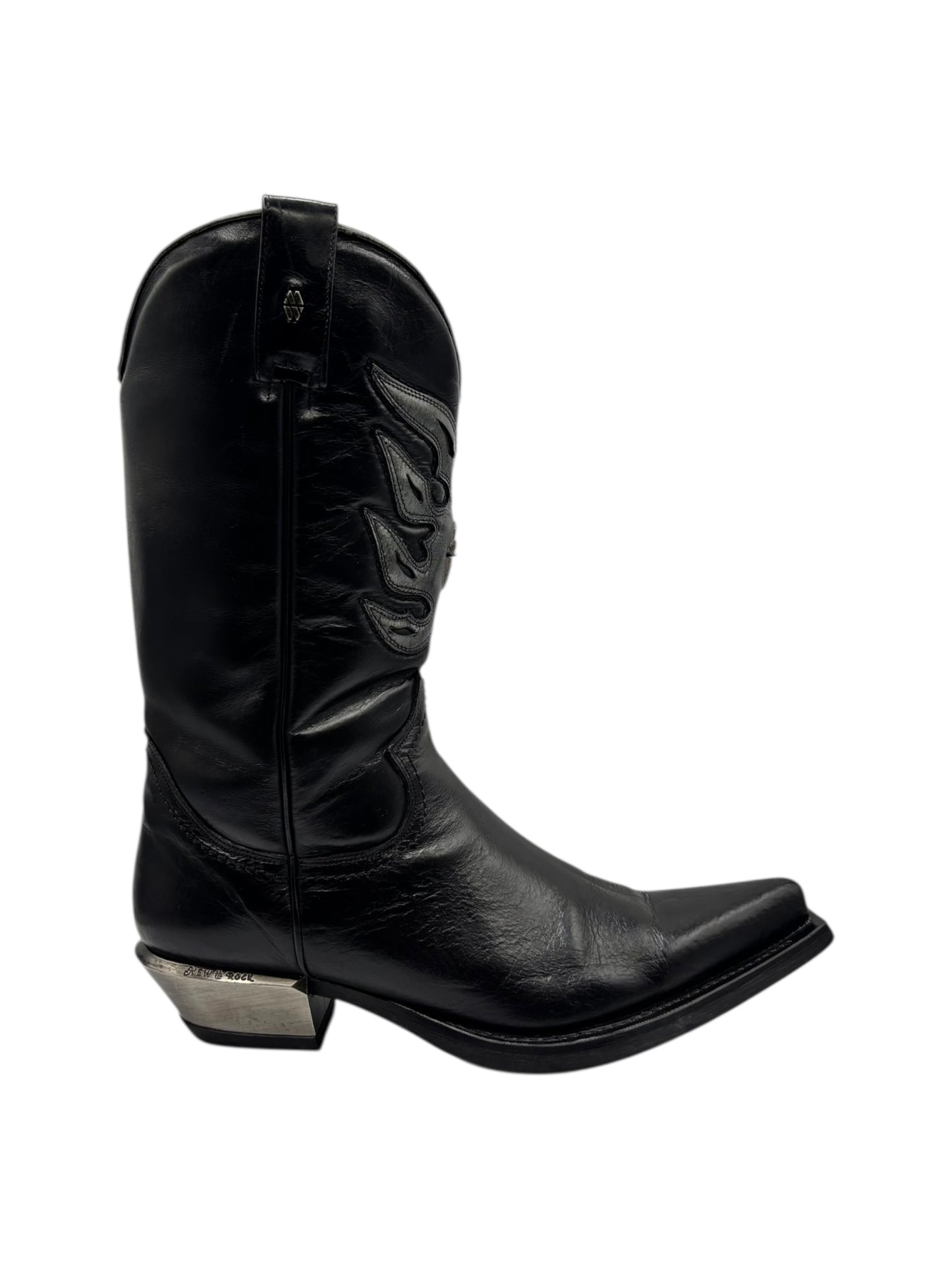 Beautiful vintage New Rock black leather cowboy boots size 44