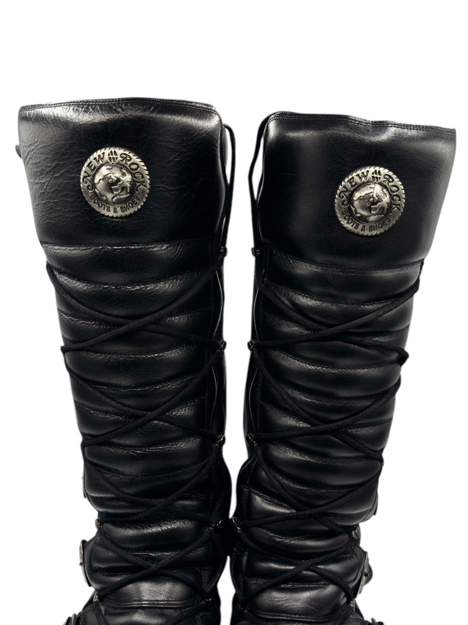 Vintage New Rock knee high reactor leather boots size 44