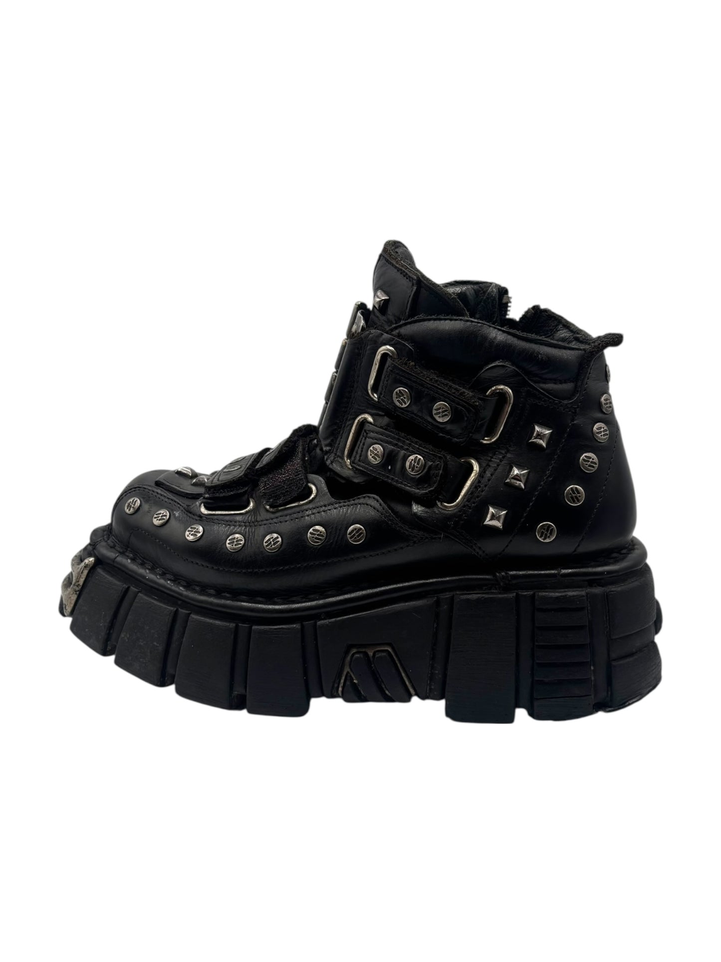 Vintage New Rock studded leather platform boots