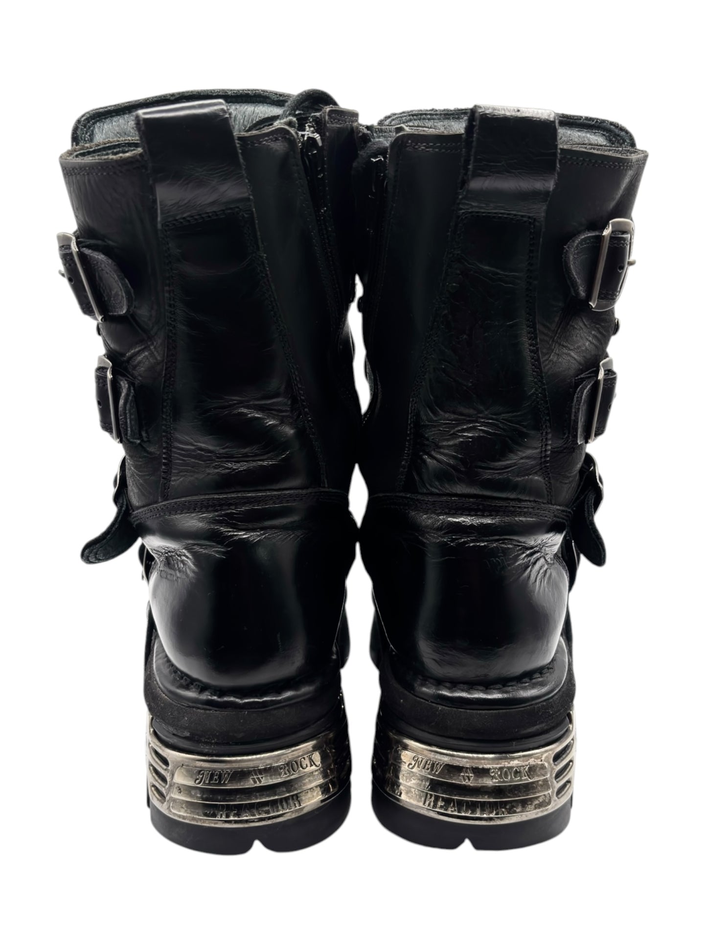 Vintage New Rock reactor mid-calf leather boots