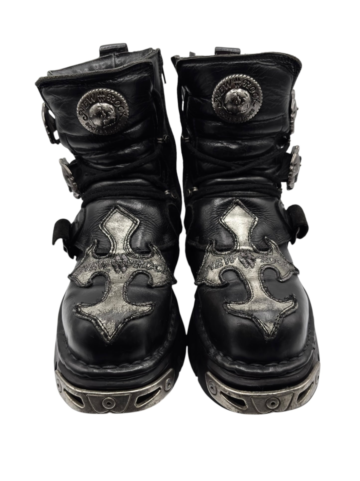 Vintage New Rock lace-up reactor leather platform boots