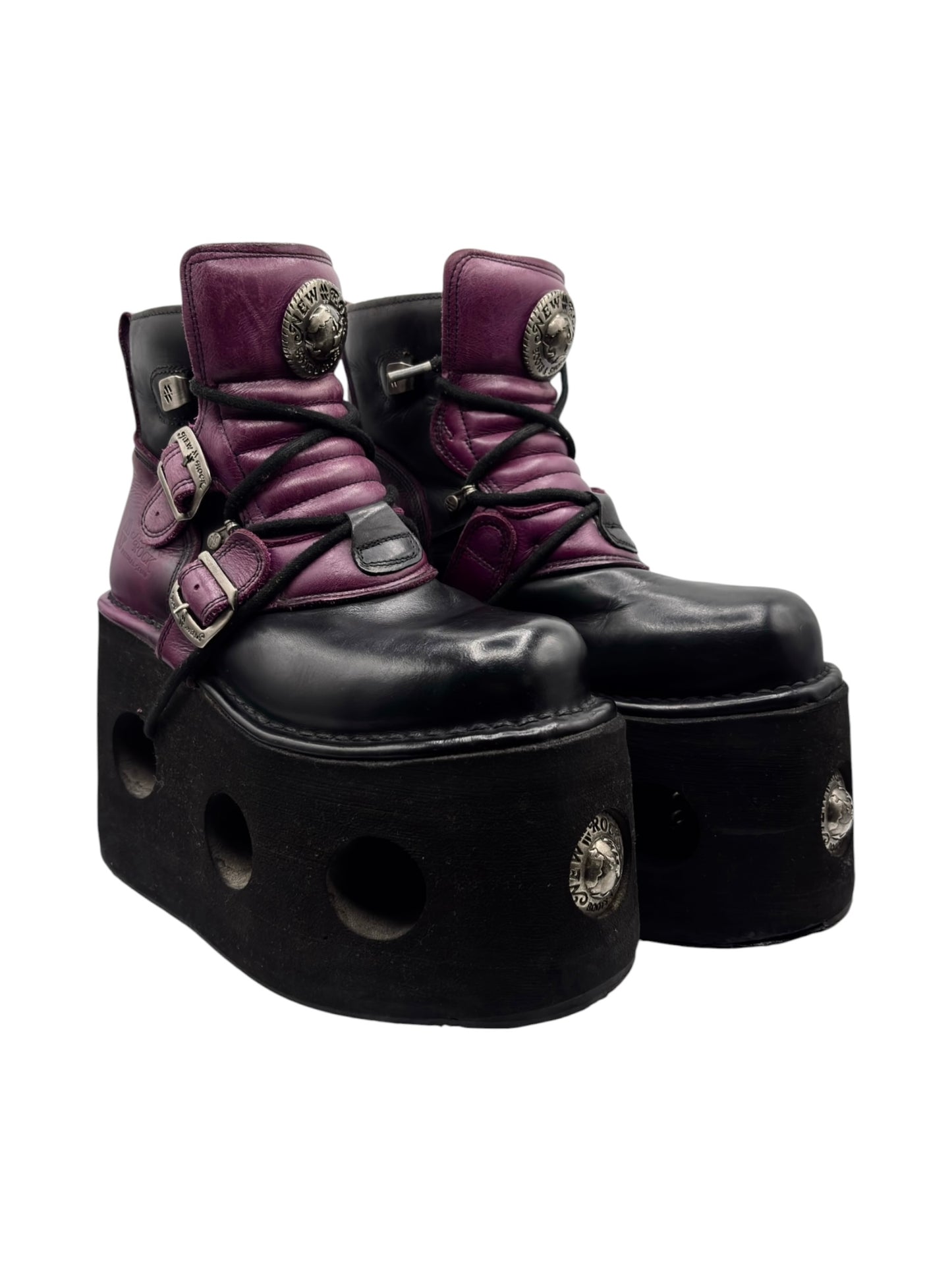 Vintage New Rock purple jupiter leather platform boots
