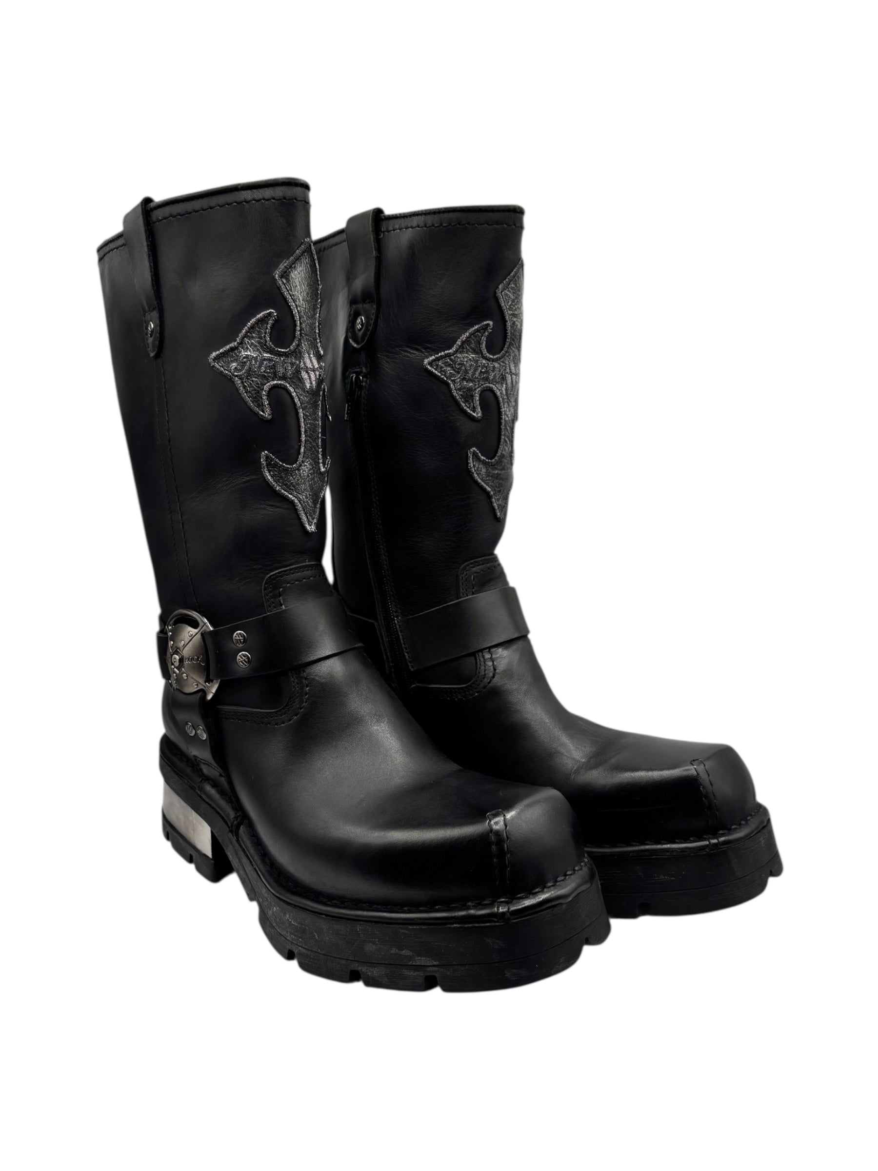 Vintage New Rock leather biker boots size 44