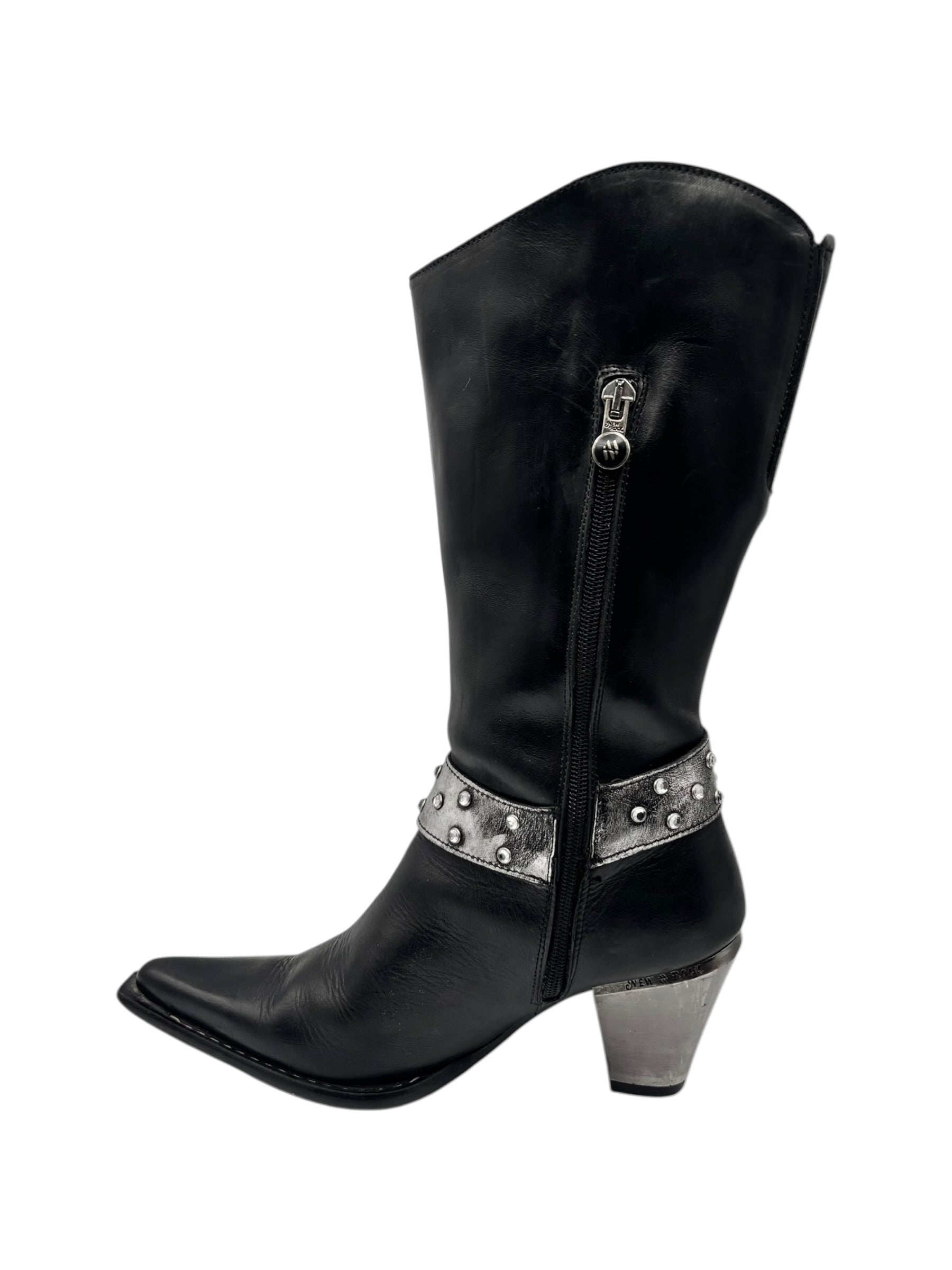 Vintage New Rock grey flame biker heels size 42