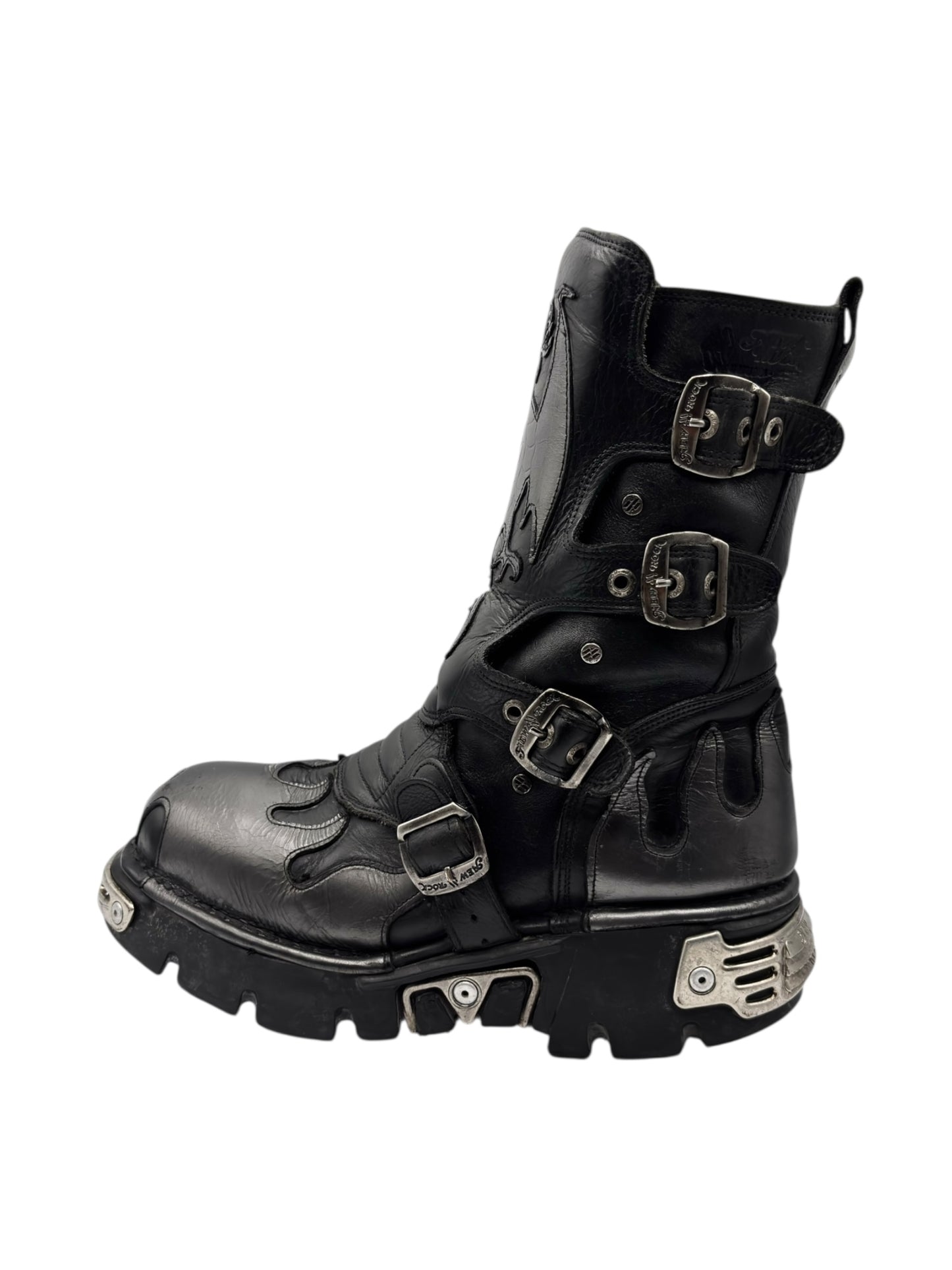 Vintage New Rock grey flame dragon reactor boots size 44