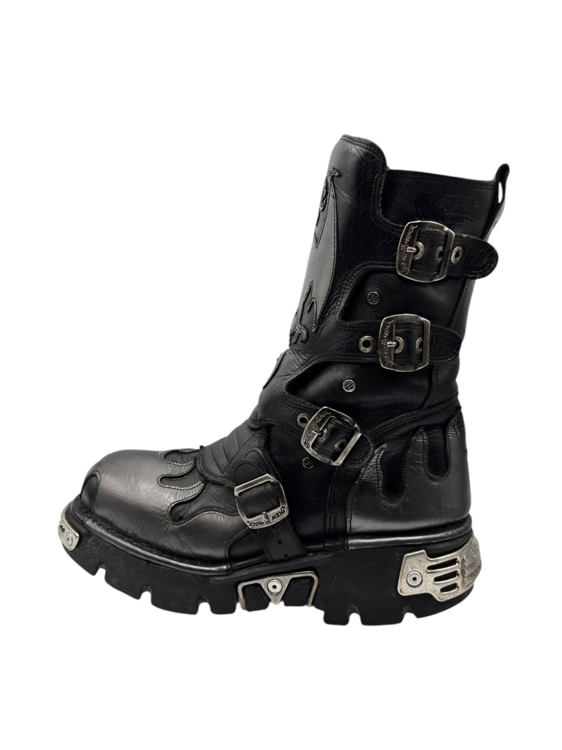 Vintage New Rock grey flame dragon reactor boots size 44