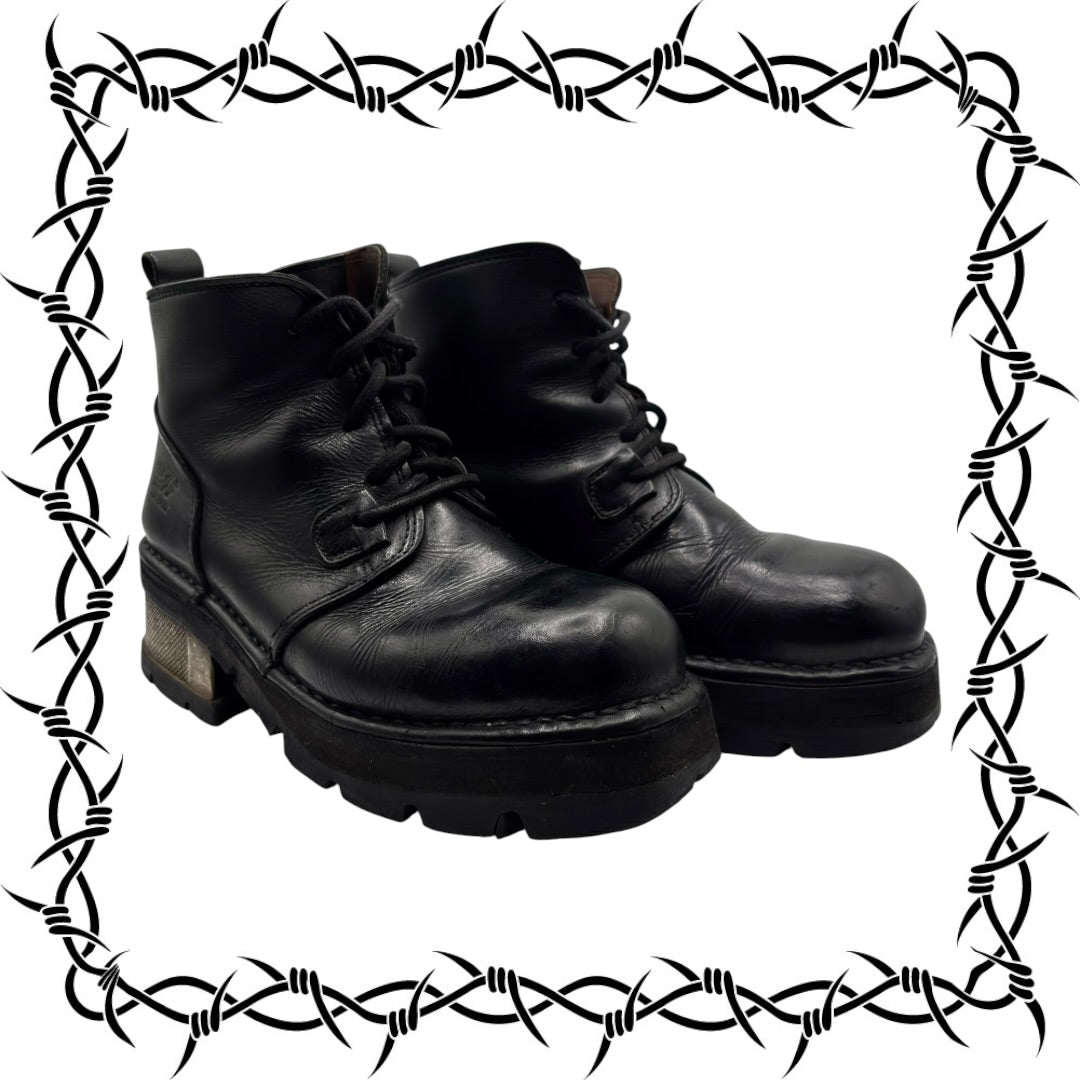 Vintage New Rock raised-heel leather boots