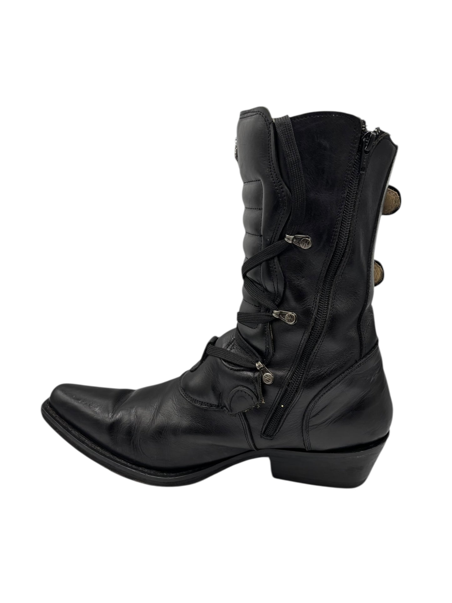 Beautiful vintage New Rock black leather cowboy boots size 44